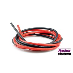 Hacker Silikon-Highflex-Silberlitze 12AWG je 1m rot/schwarz
